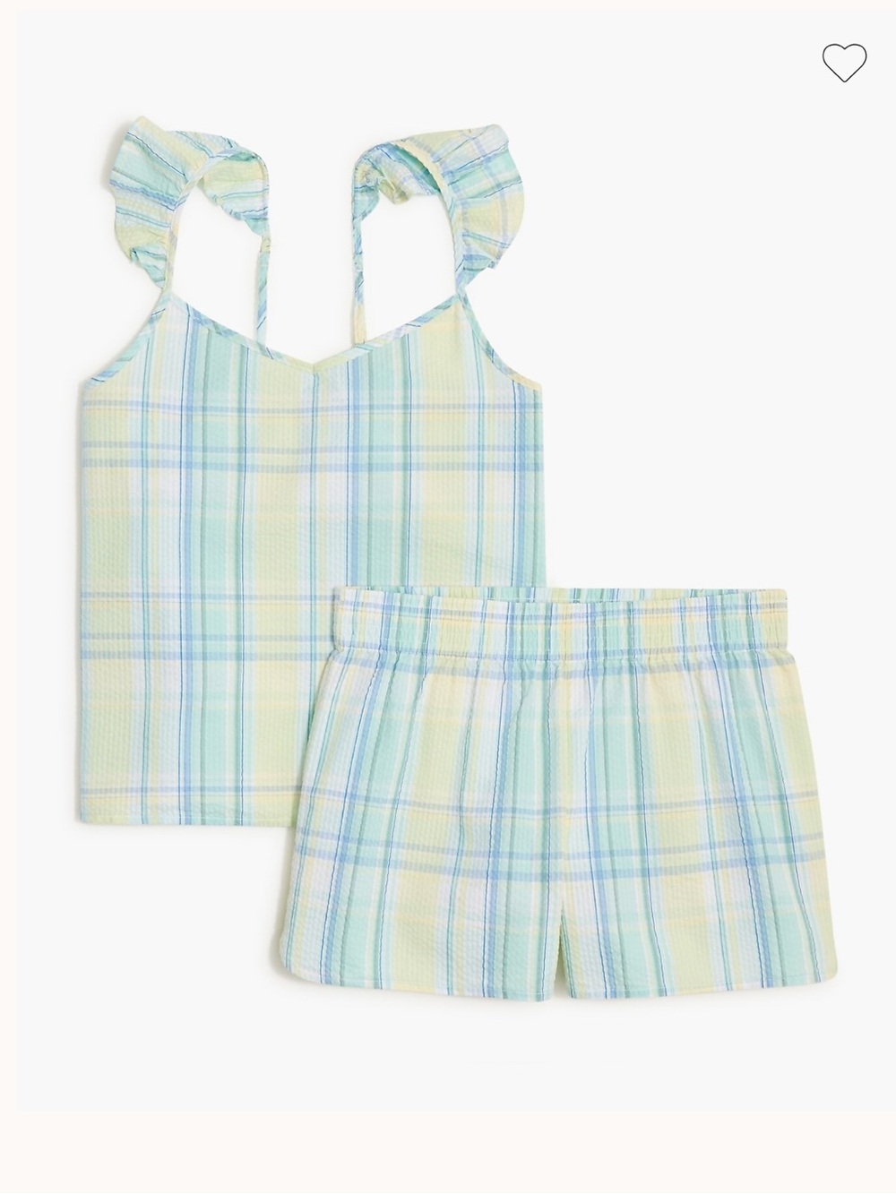 J. Crew Seersucker ruffle-strap tank and short pajama set L